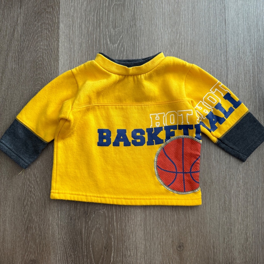 Simply Basic Basketball Sweatshirt Infants 12M Yellow Graphic Fleece Pullover